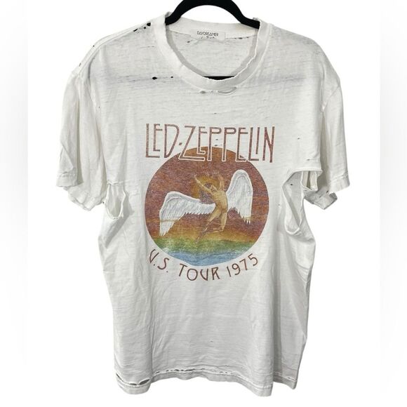 Daydreamer for Free People Led Zeppelin Tee Grunge Destroyed Tshirt Size MEDIUM - Picture 1 of 12
